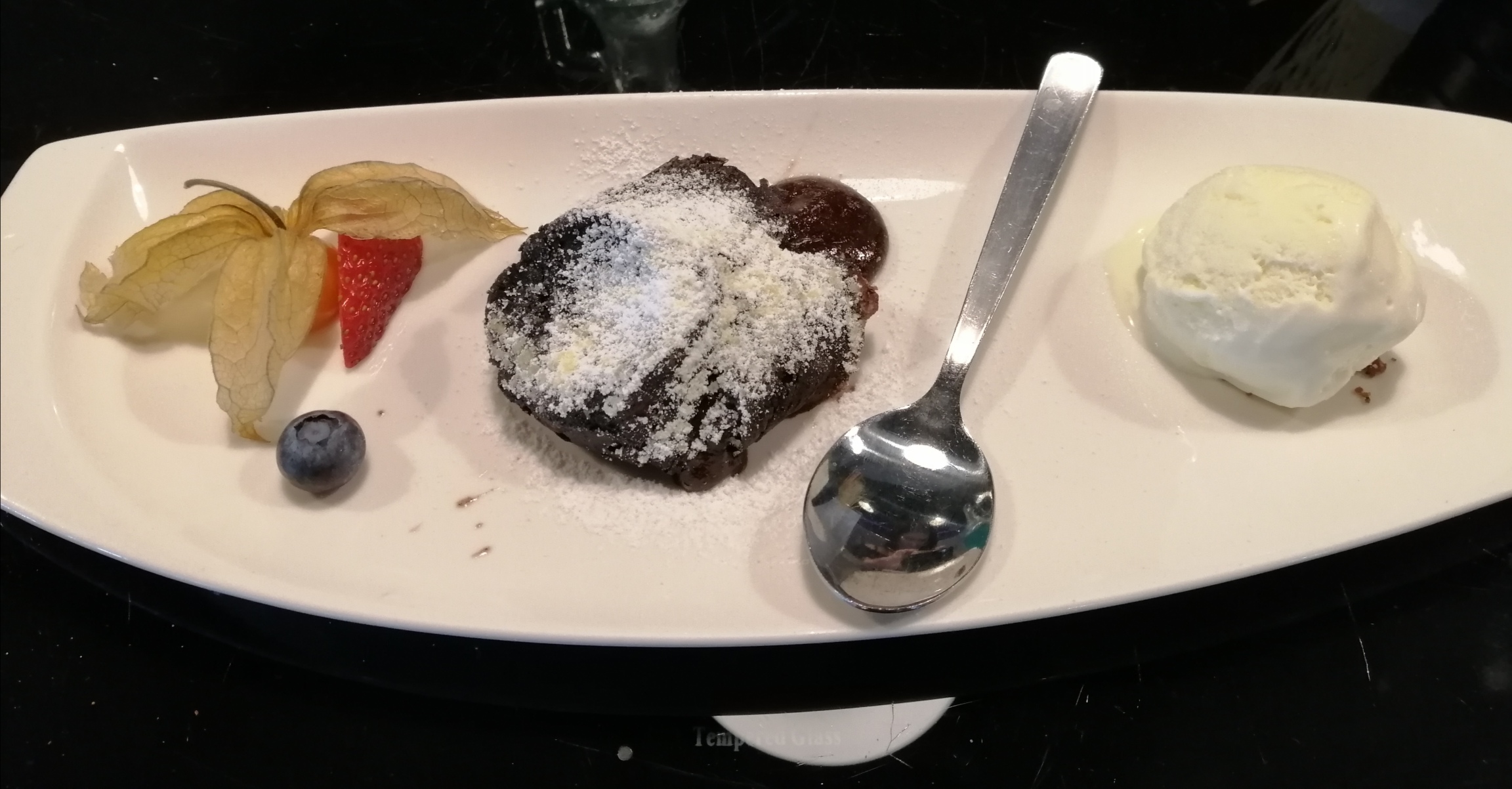 Warm Chocolate Cake with Vanilla Ice Cream